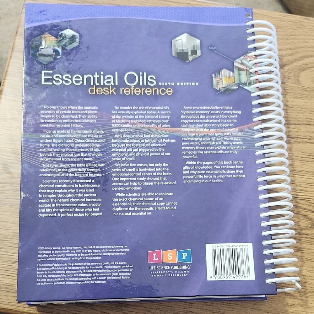 Essential Oils Desk Reference Guide Sixth Edition hard covered, spiral bound